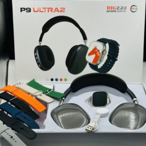 P9 Ultra 2 Smartwatch with Wireless Headphones | 10-in-1 Gift Pack